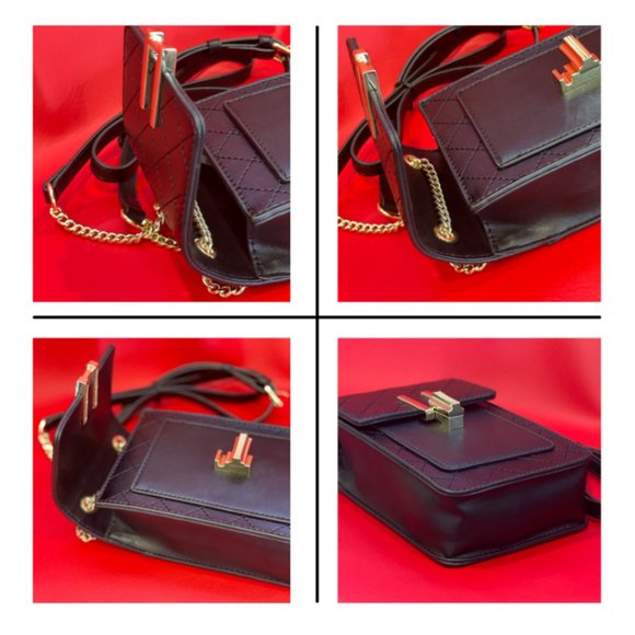 LEATHER QUILTED CROSSBODY CELL PHONE BAG PURSE - Picture 6 of 8